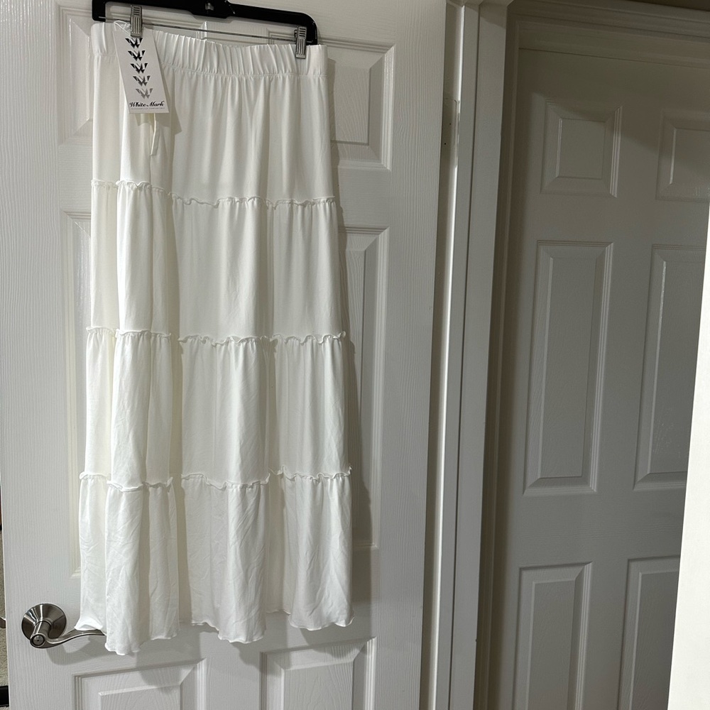 White Mark White Tiered Maxi Skirt Resort Wear